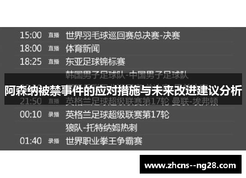 阿森纳被禁事件的应对措施与未来改进建议分析 阿森纳被禁事件的应对措施与未来改进建议分析